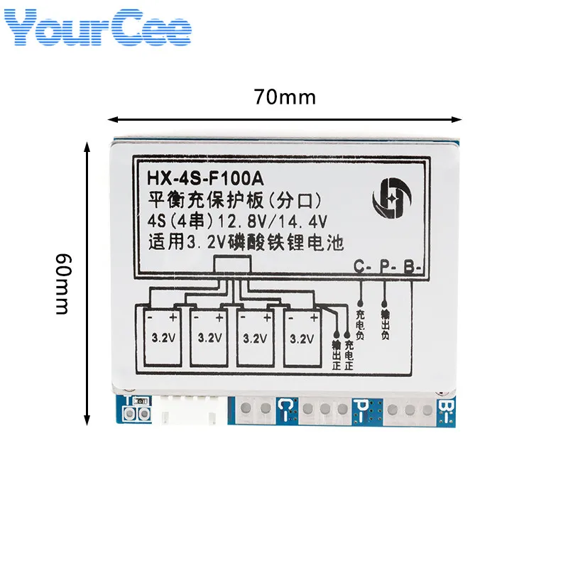 BMS 4S 100A 14.8V/16.8V Li-ion Lithium 18650 Battery BMS PCM Protection Circuit Board Module with Balance Equalizer