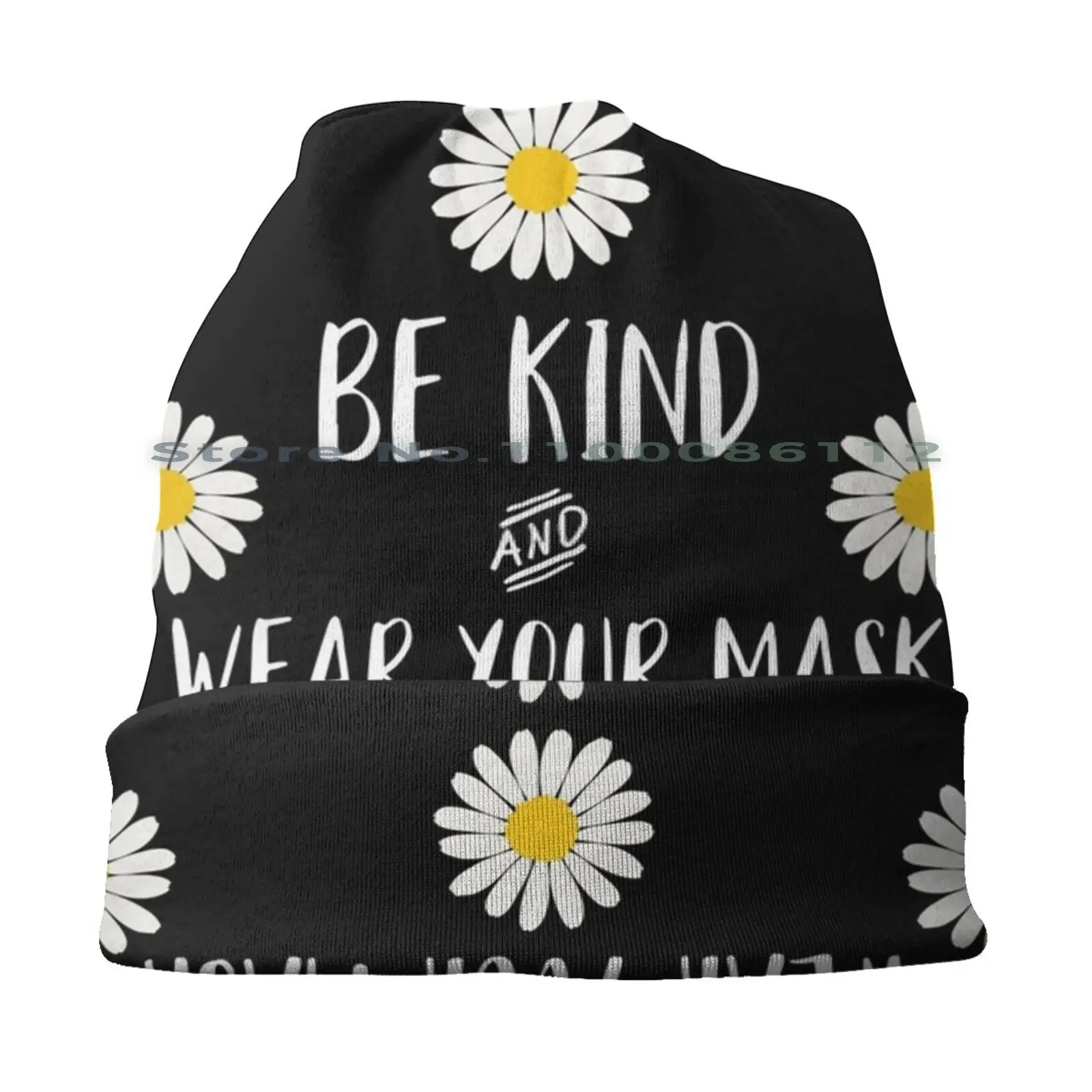 Be Kind & Wear Your Mask Beanies Knit Hat Be Kind Kindness Cute Happiness Inspirational Quotes Love Positive Human Smile