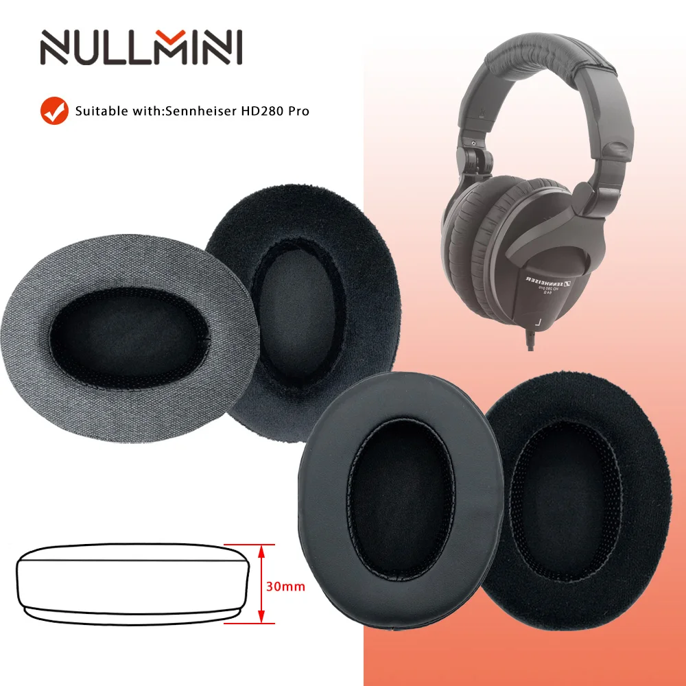 NullMini Replacement Earpads for Sennheiser HD280 Pro Headphones Leather Velvet Velour Sleeve Earphone Earmuff