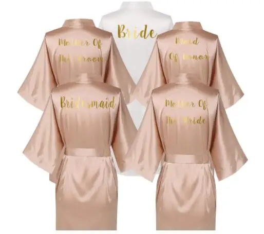 Rose Gold Satin Silk bride robe Wedding Robe Bridesmaid Bride Dressing Gown bridesmaid robes