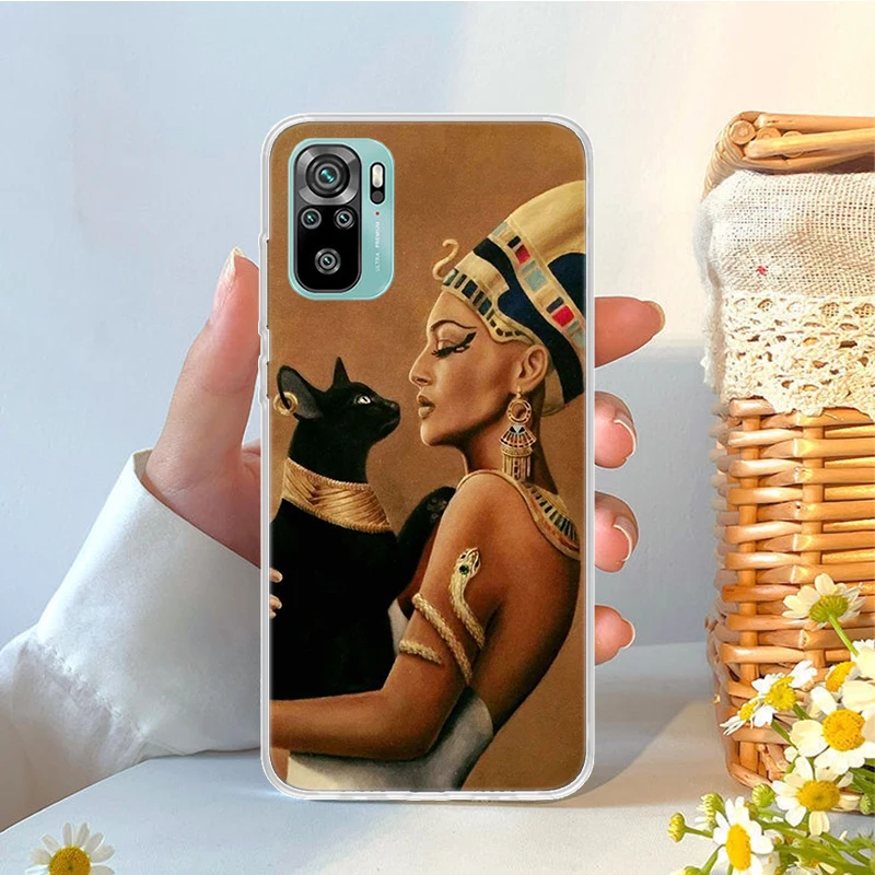 Egypt Nefertiti Anubis Ankh Cat Soft Phone Case For Xiaomi Redmi Note 12 12S 13 11 11S 10 10S 11T 11E Pro Plus 9 9S 8 8T 7 Shell