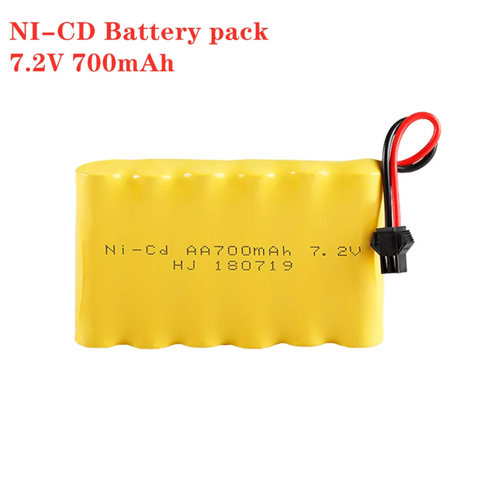 7.2V 700Mah Nicd Oplaadbare Batterij + Usb Oplader Voor Rc Speelgoed Auto Boot Pistool Tank Trein Onderdelen aa 7.2V Batterij Sm Plug