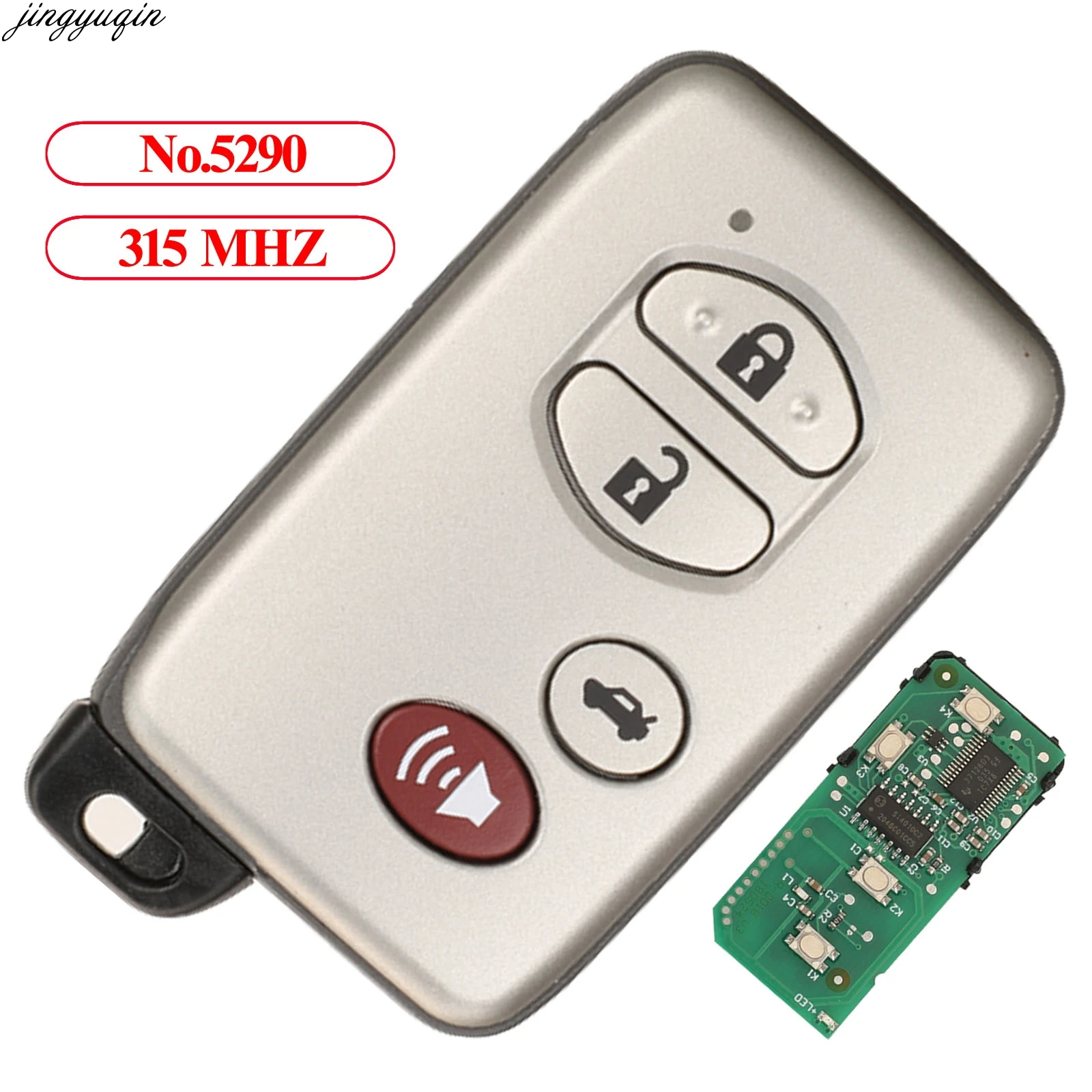 

Jingyuqin Remote Car Key 315MHz Smart Keyless-Go Entry For Toyota Prado Landcruiser Camry Crown 5290 3/4 Buttons