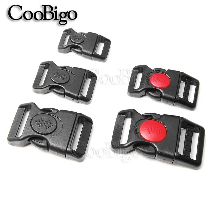 5Pcs Plastic Lock Buckle Black Safety Curved Side Release Buckles for Paracord Bracelet Bag Accessories 15mm 20mm 25mm