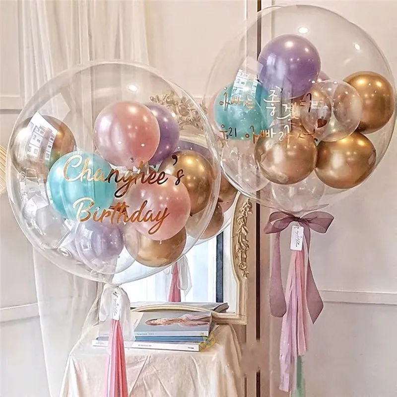 1set 24inch Transparent Globes Clear Bobo Balloon Helium Inflatable Metal Balloons Wedding Birthday Baby Shower Christmas Decor