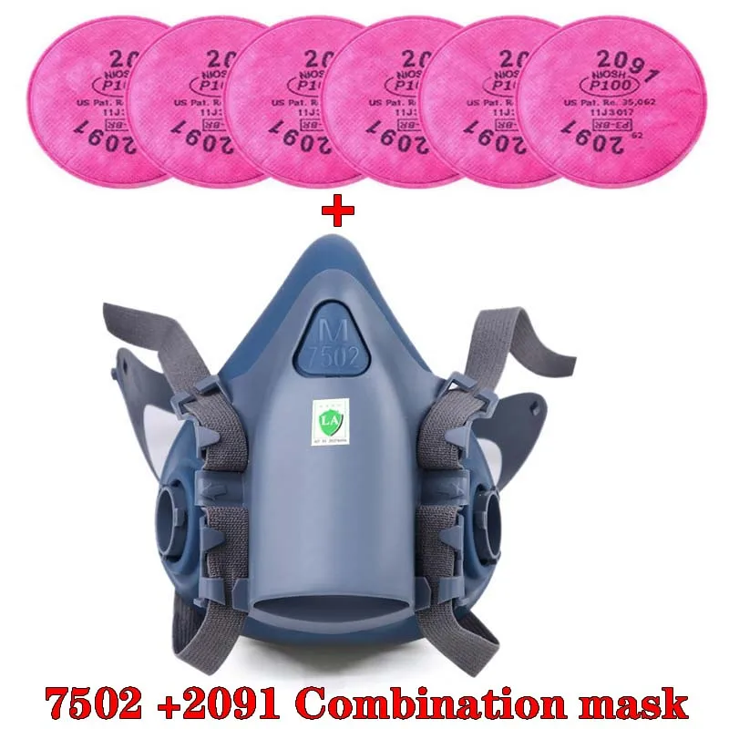 M 7502 Combination gas mask high quality Silica gel Can protect 0.075 microns filter Welding fume glass fiber Protective mask