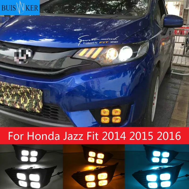 

For Honda Jazz Fit 2014 2015 2016 Turn Yellow Signal Relay Waterproof Car DRL 12V LED Daytime Running Light Fog Lamp
