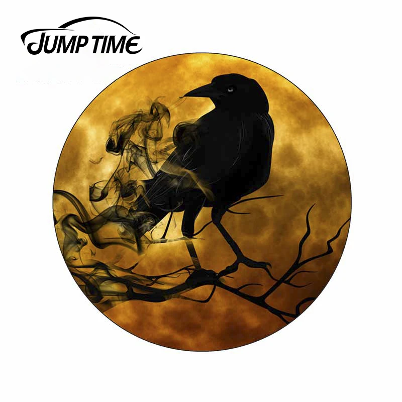 Jump Time 13 x 13cm for Raven Creepy Mystical Gloomy Car Stickers Vinyl JDM Bumper Trunk Graphics Windshield Windows Fine Decal