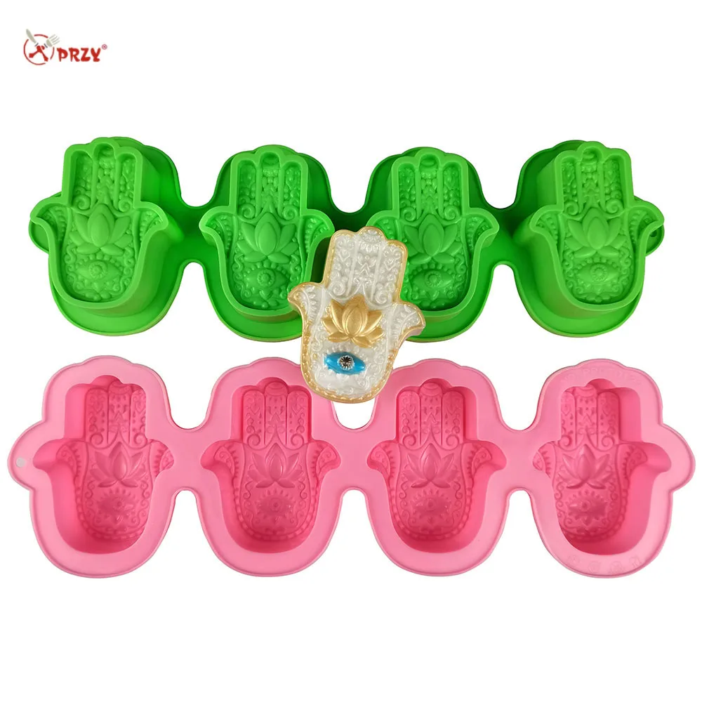 4 Cavities Silicone Candle Mold Lotus in the Palm Patent Mold Hand of Fatima DIY Handmade Mascot Candle Resin Mold