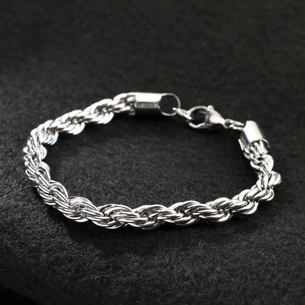 19/21/23CM Keel Twisted Rope Chain Stainless Steel Bracelet Fashion Jewelry for Women Men Birthday Party Christmas Day Gift