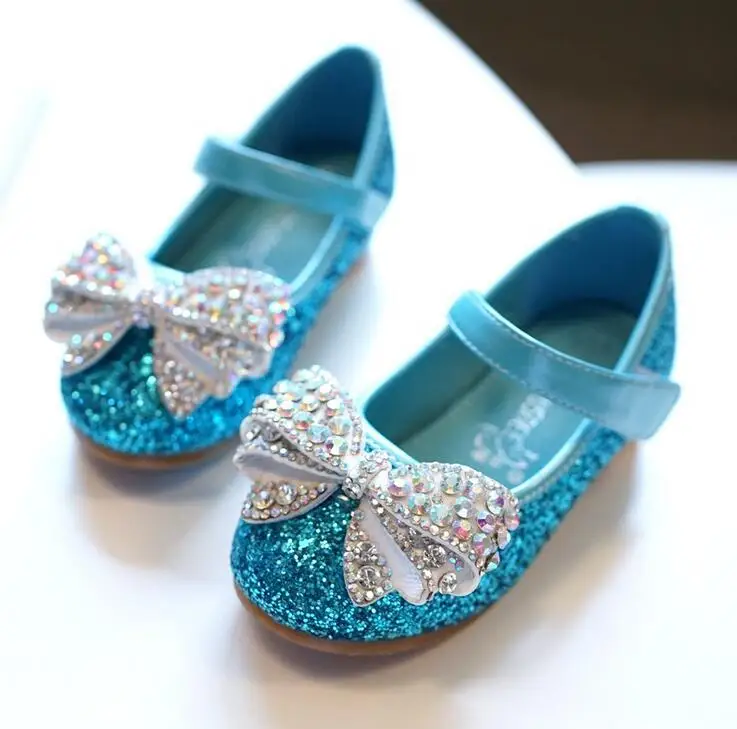 Shiny princess shoes Cinderella square heel crystal shoes girl Princess water drill performance shoes girl crystal shoes