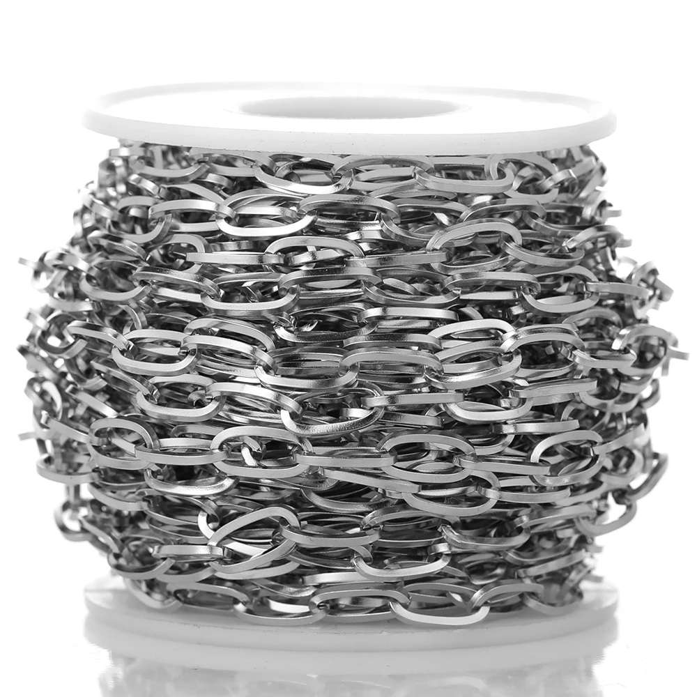 1 Meter Edelstahl-Ovalgliederketten in Großpackung für DIY-Schmuckherstellung, Halsketten, Accessoires, handgefertigte Armbänder, Bastelzubehör – Detail 6