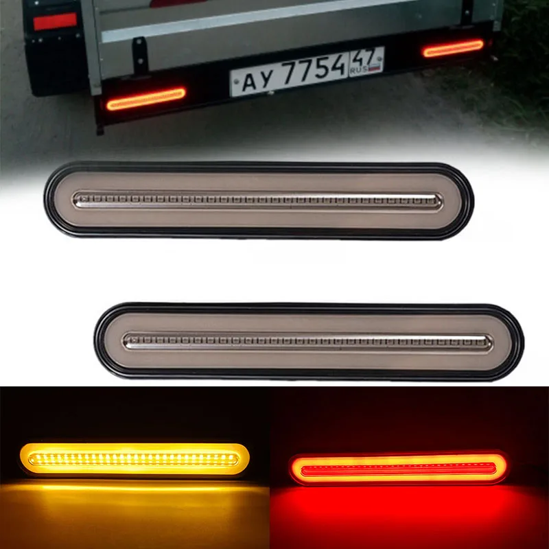 

3 in 1 Neon LED Trailer Truck Brake Light Waterproof Tail Brake Stop Light Flowing Turn Signal Lamp 12-24V