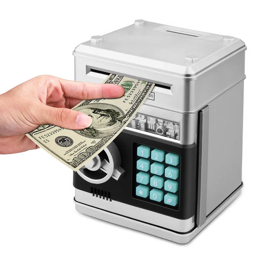 Electronic Piggy Bank ATM Password Money Box Cash Coins Saving Box ATM Bank Safe Box security Automatic Deposit Banknote gift