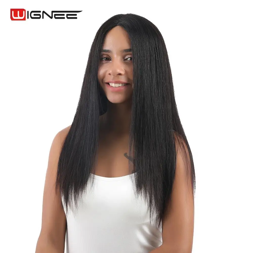 Wignee mão amarrada remy peruca brasileira longo cabelo reto perucas humanas para preto/branco feminino parte do meio laço glueless peruca de cabelo humano