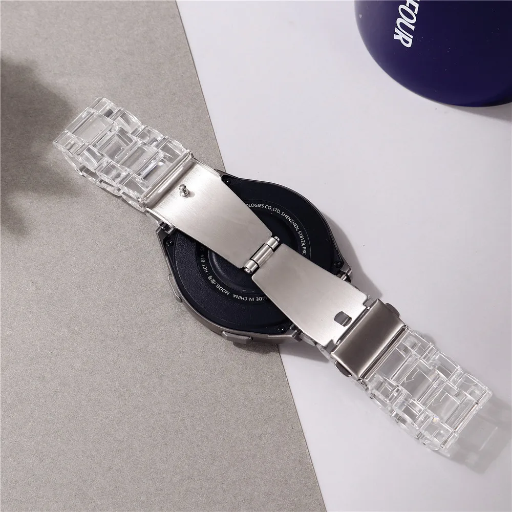 Plastic Transparent Watchband 20mm 22mm for Samsung Galaxy Watch 3 41/45mm Active2 40/44 mm Strap Band for Huawei watch gt2/pro