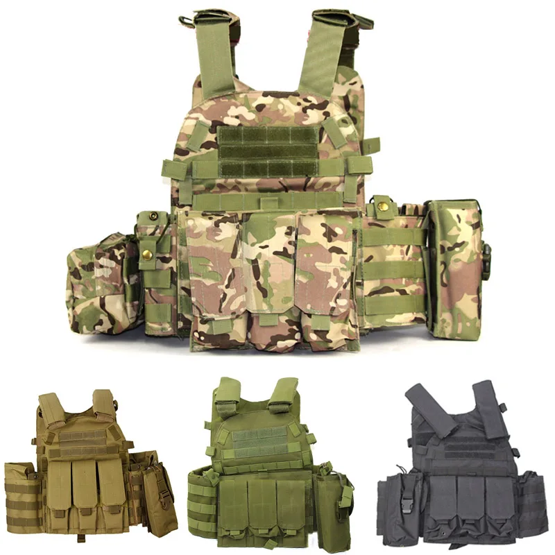 Tactical Vest Molle Triple Magazine Pouch Body Armor Plate Carrier Ammo Chest Rig Assault Hunting Combat Gear