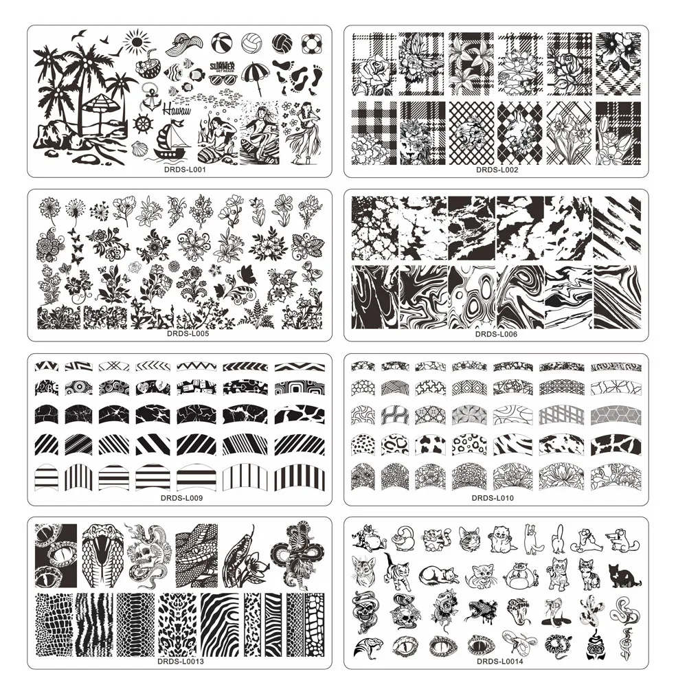 1pcs 6*12cm Abstract Women Face Nail Art Stamping Plate Animal Flower Letter Geometry Template Image Stencil DIY Printing Plate