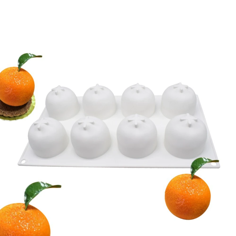 8 Cavity Orange Silicone Mold Fruit Mousse Mould Citrus Cake Dessert Mouler Tangerine Pastry Molds Kitchen Accessories