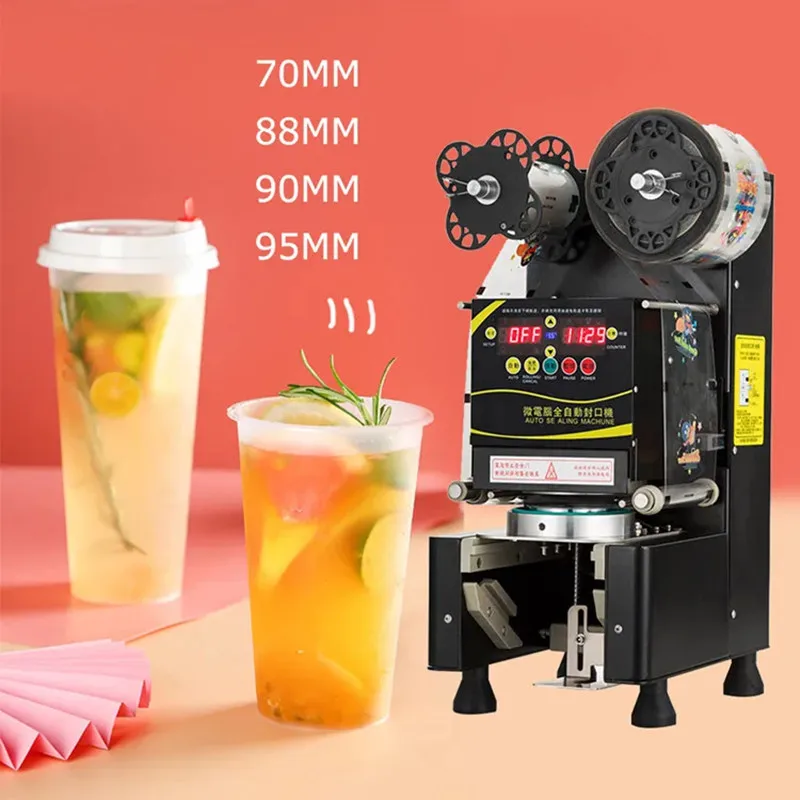 110V 220V Automatic Plastic Cup Sealing Machine 70mm/75mm/88mm/90mm/95mm Boba Tea Filler And Sealer For Bubble Tea Equipment