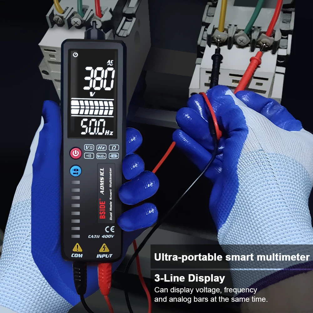 BSIDE. Spanningstester Digitale multimeter LCD-kleuren Contactloos Stroomdraad Detector Indicator Elektrische pen Voltmeter Ohm Hz-meter