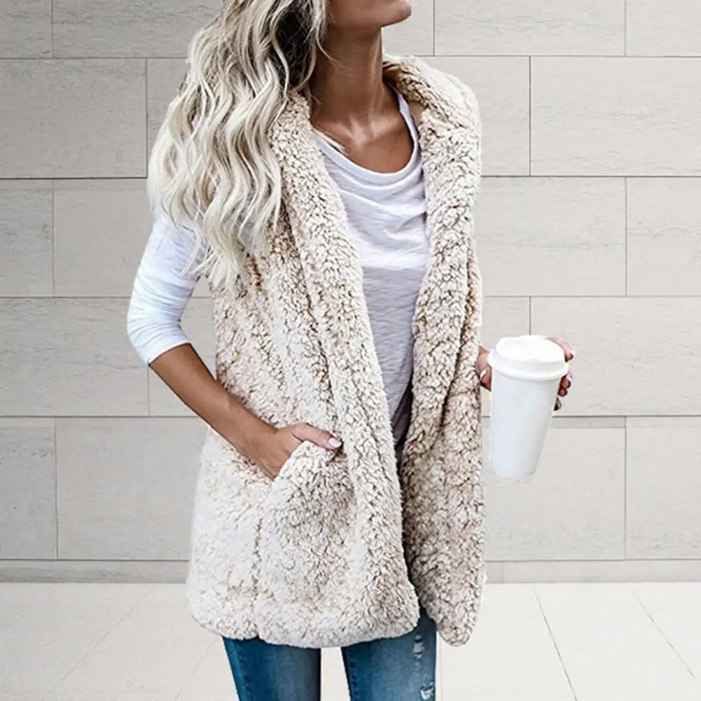 Solid Color Plush Vest Women Loose Cardigan Coat Autumn Winter Double-sided Fluffy Vest Women Sleeveless Jacket жилетка женская