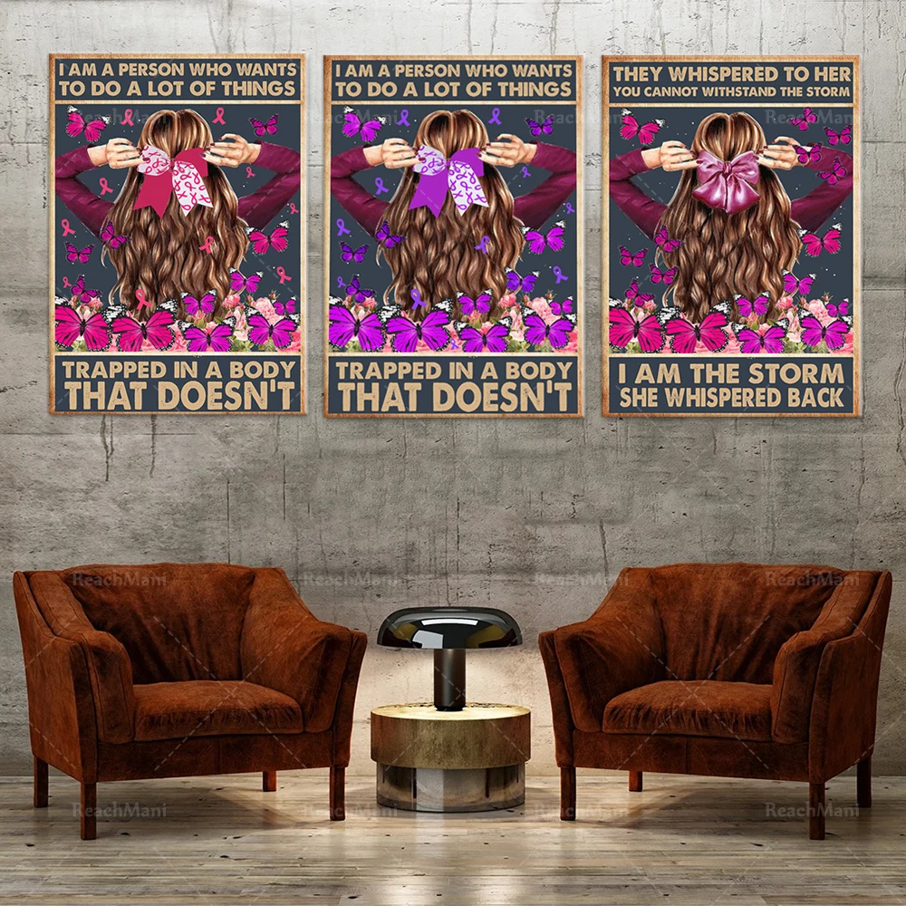 They whispered to her that you can’t bear the storm. I’m a storm poster, butterfly poster, feminist poster, canvas decoration