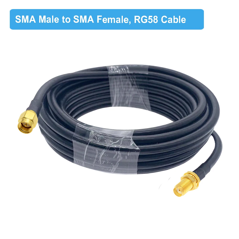 1M 2M 5M 10M 20M RG58 Cable RP SMA Male to RP SMA Female Bulkhead WiFi Antenna Extension Cord RG-58 50 Ohm SMA Pigtail Jumper