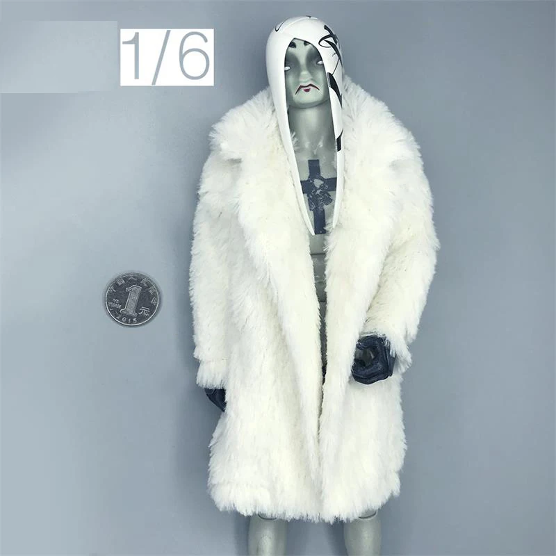 

Hot Sales Scale 1/6 White Long Sweater Coat Can Suit For Mostly 12 inch Doll Action Collectable