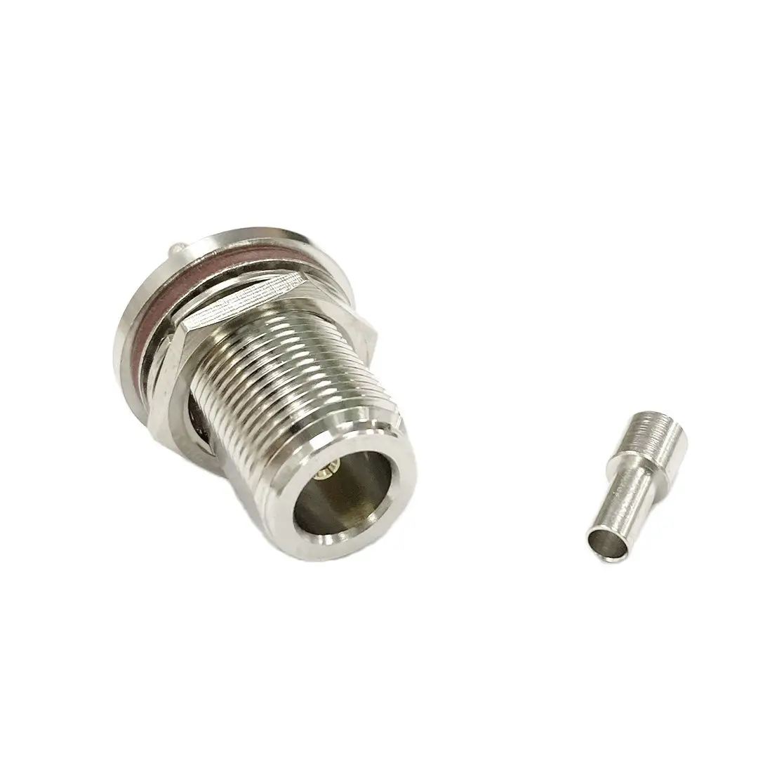 1pc N Female Bulkhead Nut Waterproof RF Coax Connector Crimp for RG316 RG174 LMR100 Cable Straight  Nickelplated  Wholesale