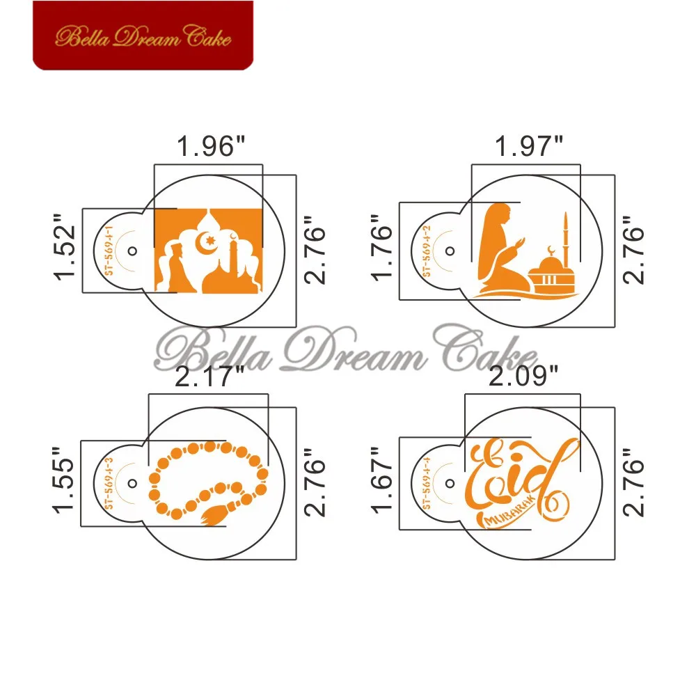 Eid Mubarak Cookies Stencil Hajj Design Coffee Cake Stencils Template Biscuits Fondant Mold Cake Decorating Tools Bakeware