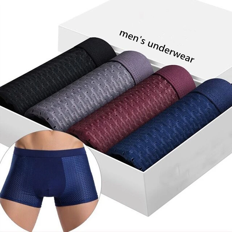 

Boxer Bamboo Shorts Ventilate Men's Underwear Sexy Breathable Summer Youth 4pcs/Lot