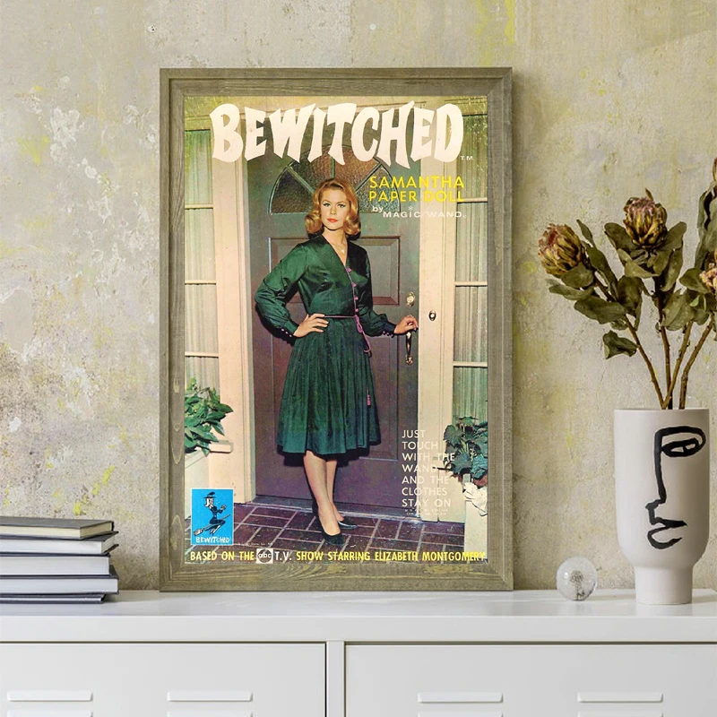 Samantha Paper Dolls 1965 Retro Poster Canvas Painting , Bewitched Tv Show Vintage Prints Wall Art Picture for Living Room Decor