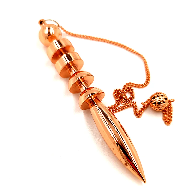 Copper Spiritual Pendulo Radiestesia Healing Pendule Hot Sale Jewelry Pendulum Gold-color Metal Pendulum for Wicca Antique