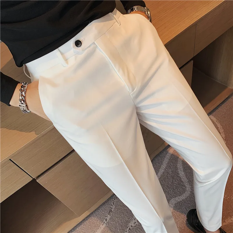 Hot Sale British Style Pantalon Homme Fashion 2023 Simple Slim Fit Business Formal Wear Stretched Office Trousers Men Clothing