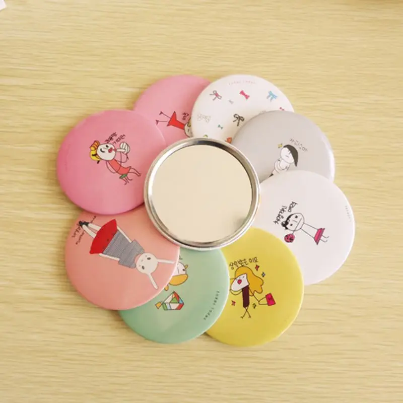 1Pc Cute Cartoon Mini Portable Circular Hand Mirror Pocket Portable Makeup Tool U2JD