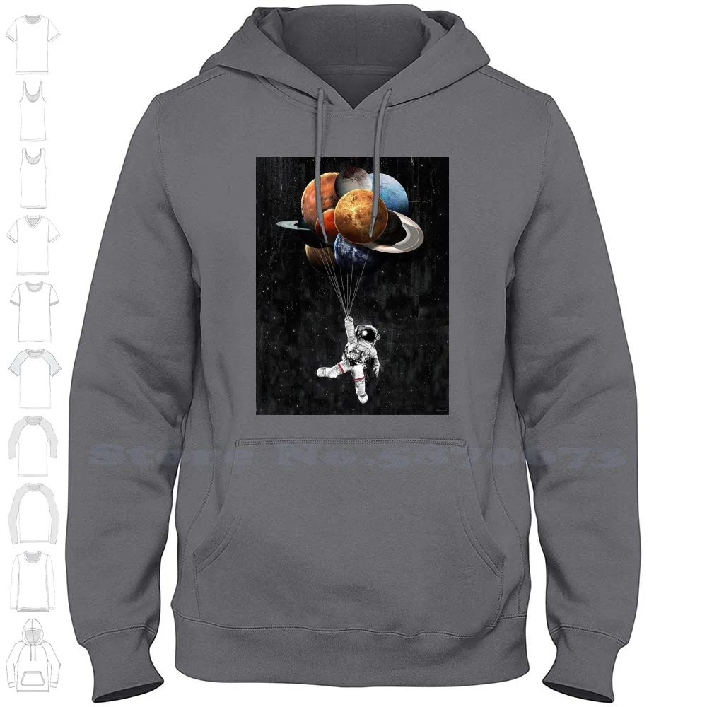 Flying Astronaut With Long Sleeve Hoodie Sweatshirt Space Astronaut Moon Mars Earth Fly Float Flying Space Lovers