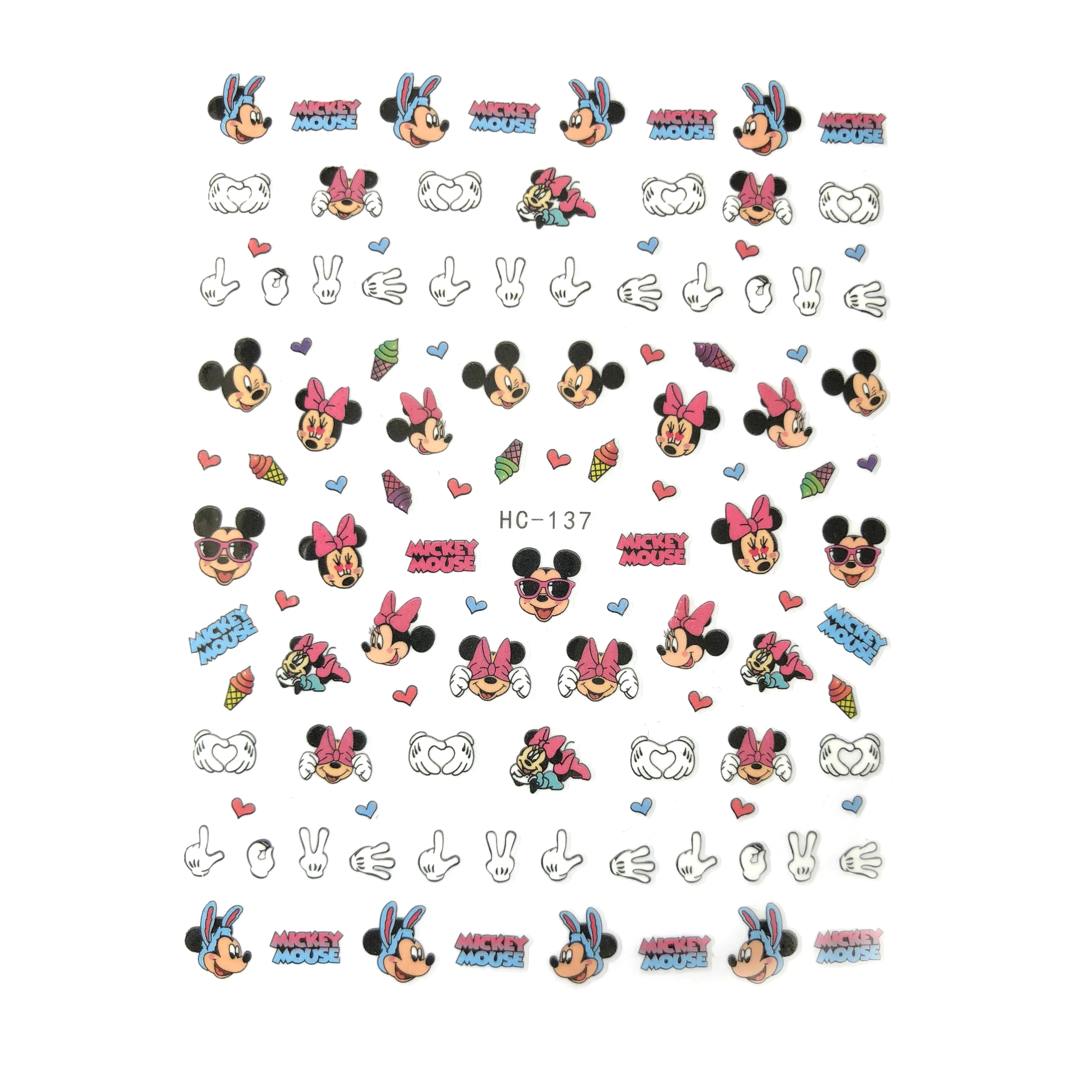 1PCS Disney Cartoon Mickey Mouse Mickey Minnie Nail Sticker Lion King Pink Leopard Nail Slider Donald Duck Nail Beauty