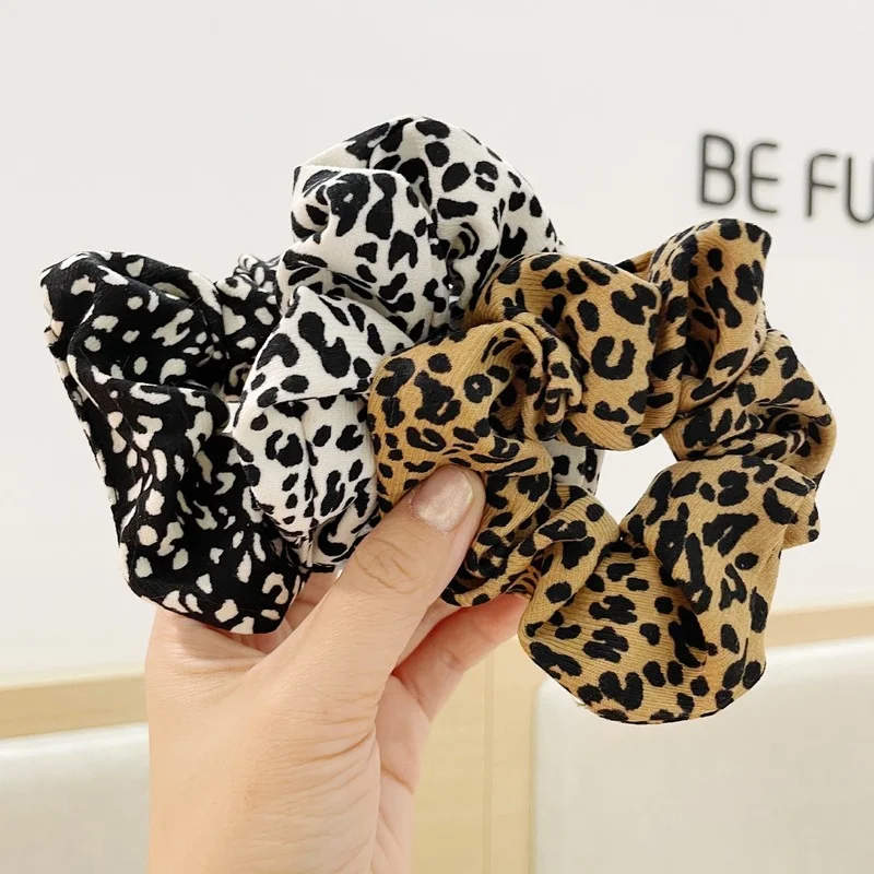 Vintage Leopard Scrunchies Zebra Pattern Hair Rope Women Girls Dot Hair Ties Ponytail Holder Elastic Hair Band Lady Rubber Band