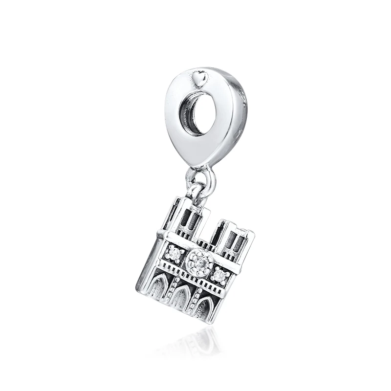 

Fits Pandora Bracelets 925 Sterling Silver Notre Dame Hanging Charms Pendant Beads for Jewelry Making Kralen Perle