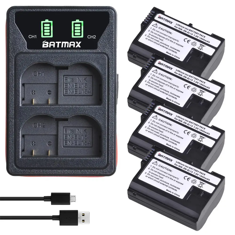 

EN EL15 EN-EL15A ENEL15 EN-EL15 Battery + LED USB Charger for Nikon D500 D600 D610 D750 D7000 D7100 D7200 D800 D800E D810