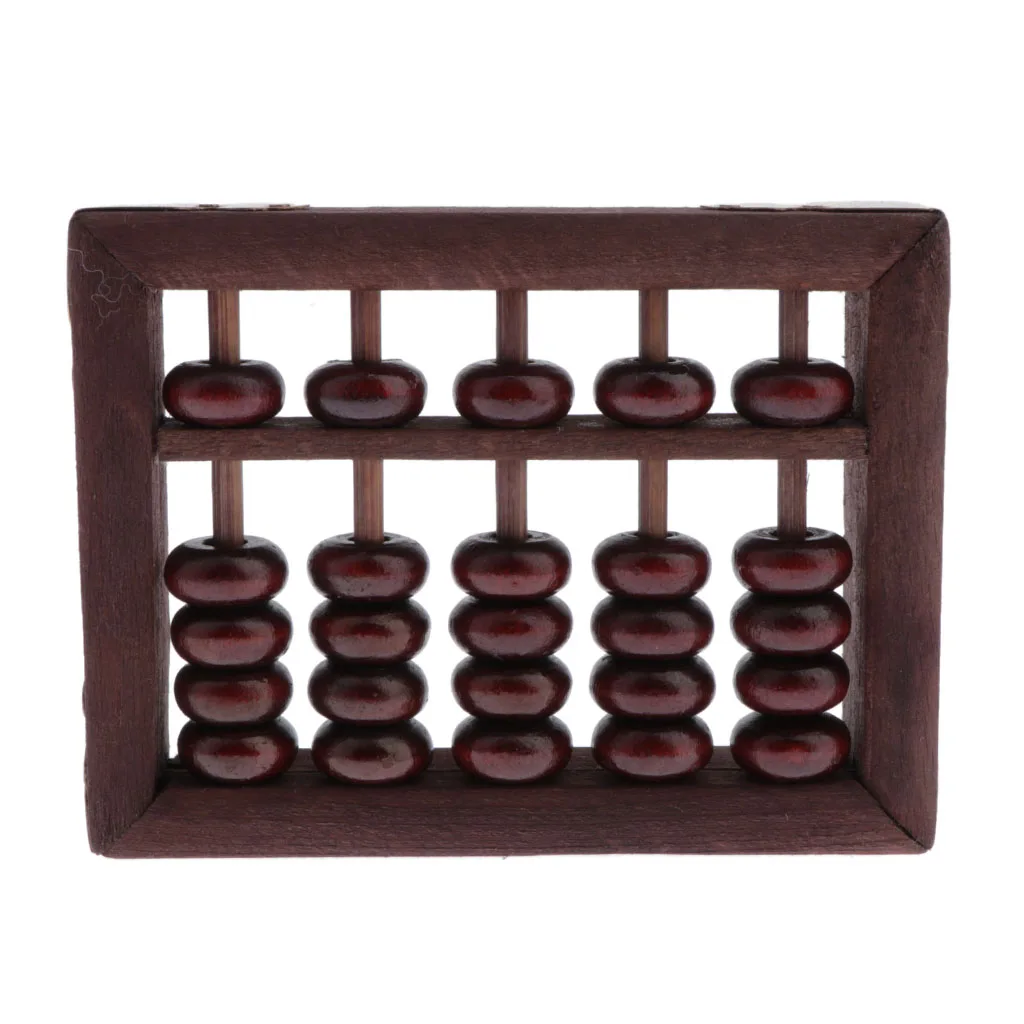 Vintage-Style 5 Digit Rods Wooden Abacus Soroban Chinese Japanese Calculator Counting Tool