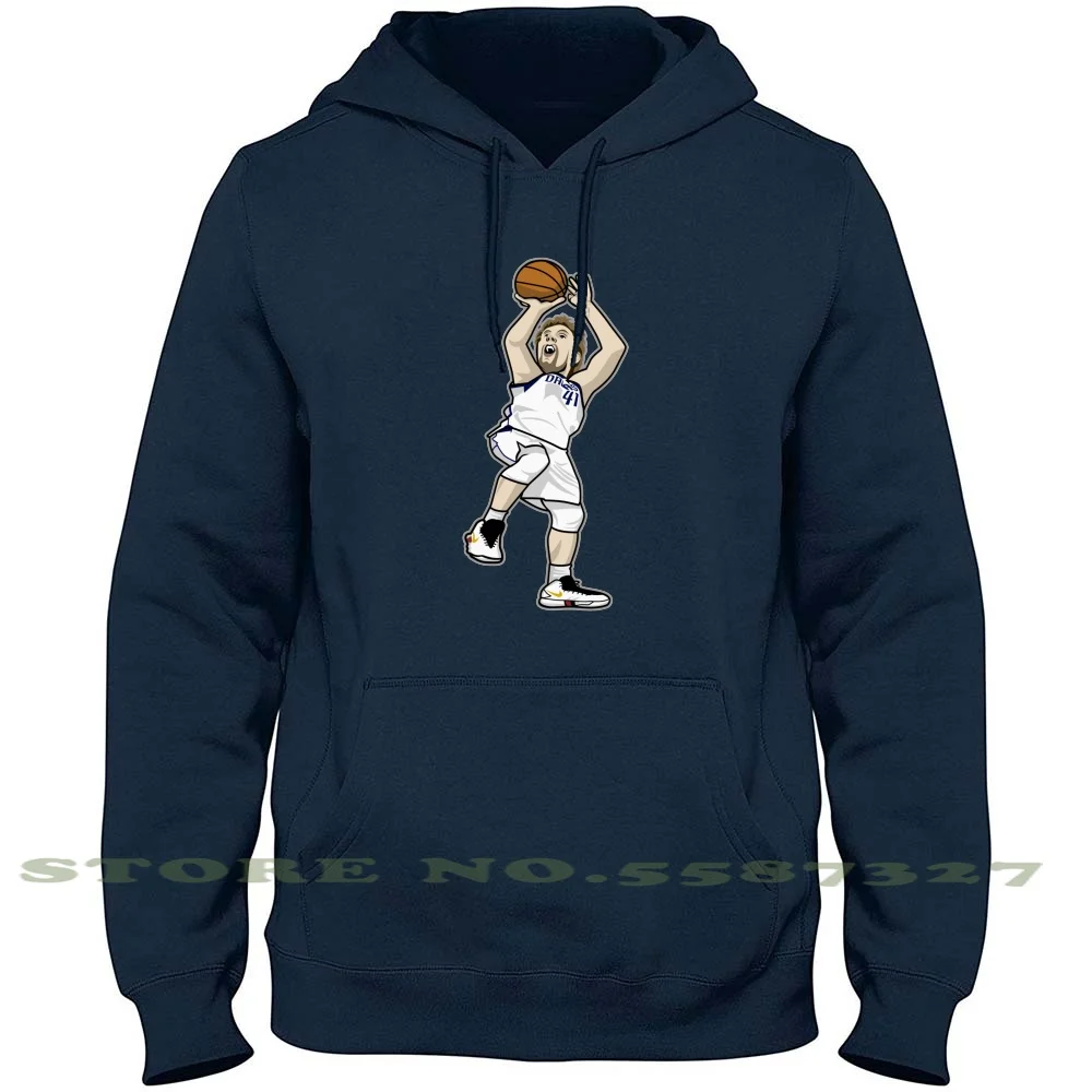 Dirk Nowitzki Cartoon Style 100% Pure Cotton Hoodie Tshirt Swish41 Dirk Nowitzki Mavericks Mavs Dallas Cowboy One Legged Fade