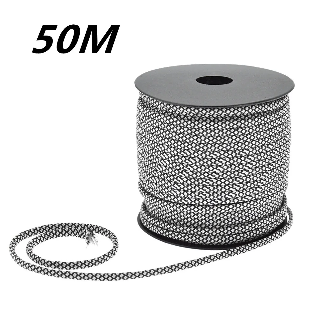 50 m, 1 Rolle, 4 mm, 7 Ständerkerne, Paracord für Überleben, Fallschirmschnur, Lanyard, Camping, Klettern, Campingseil, Wandern, Wäscheleine
