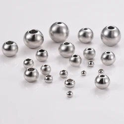 50Pcs/Lot Silver Color Stainless Steel Spacer Beads Loose Ball With Hole Charm Bracelets Bangles DIY For Jewelry Making