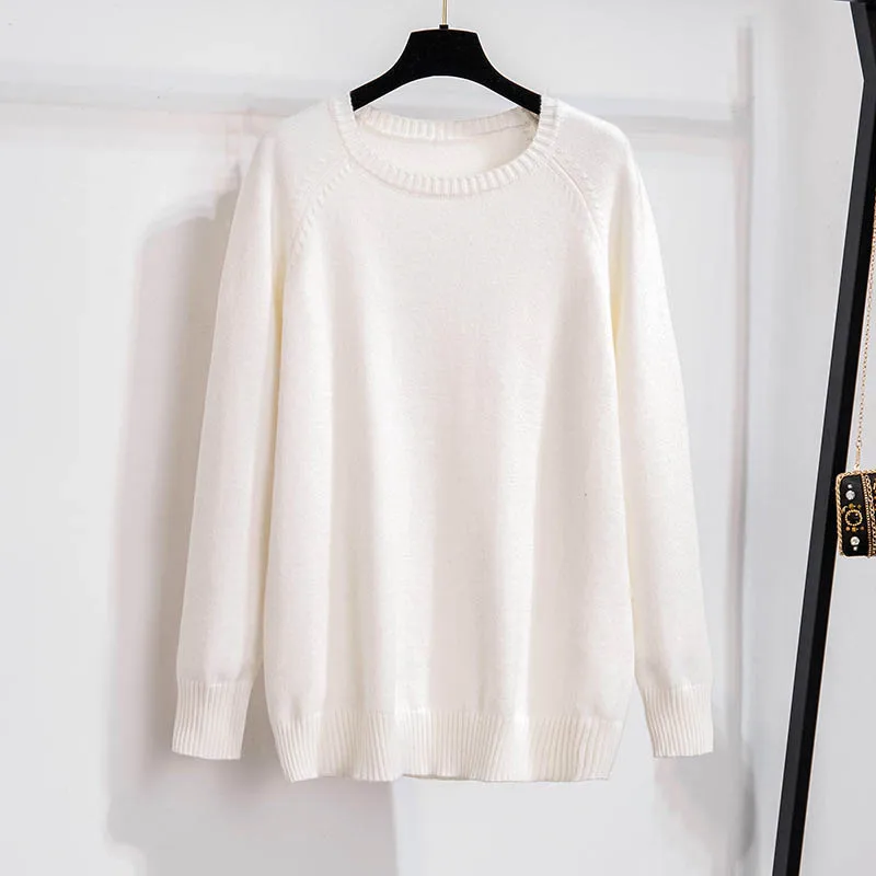 

170Kg Plus Size Bust 160cm Women's Long Sleeve O-Neck Korean Knitted Sweater Spring Autumn 5XL 6XL 7XL 8XL 9XL 10XL 2 Colors