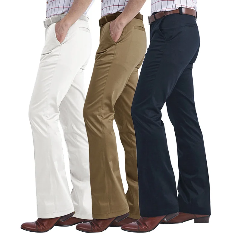 

Autumn Spring New Men's Flared Trousers Formal Pants Bell Bottom Pant Dance White Suit Pants Formal pants for Men Size 28-37