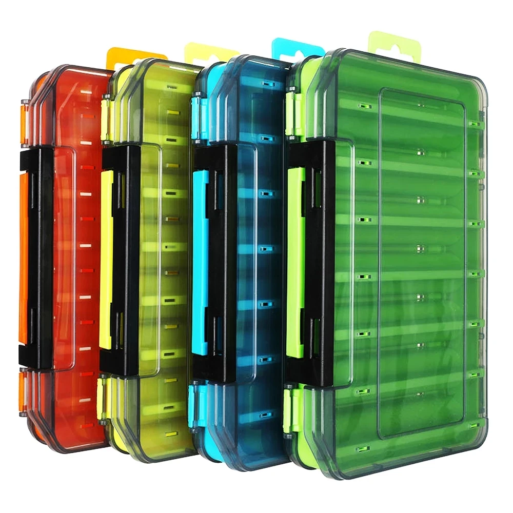 

Fishing Lure Box 14 Compartments Double Sided High Strength Fishing Tackle Boxes Fishing Accessories Lure Hook Boxes Storage