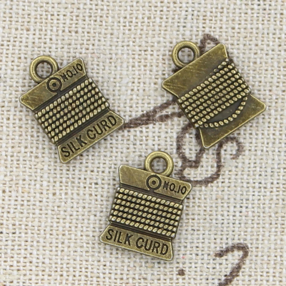 20pcs Charms Yarn Silk Curd 15x11mm Antique Bronze Silver Color Pendants DIY Crafts Making Findings Handmade Tibetan Jewelry