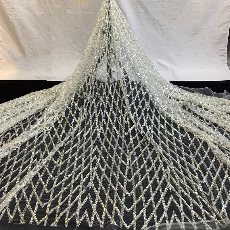 

Белые хрустальные блестящие бусины вышивка французское Тюлевое кружево/тяжелые/африканские нигерийские бусины тканевое кружево для свадебного платья